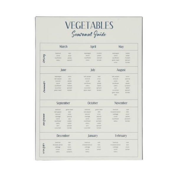 Metalskilt Vegetables season guide