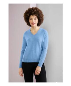 Street one V-neck sweater bright blue