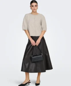 JDY Cardigan med perlemor knapper kortærmet sand