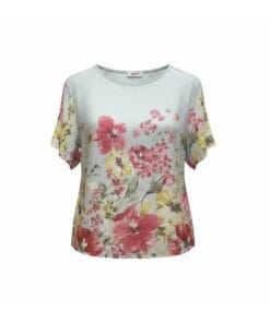 Egehoff Hør bluse med blomst lyseblå